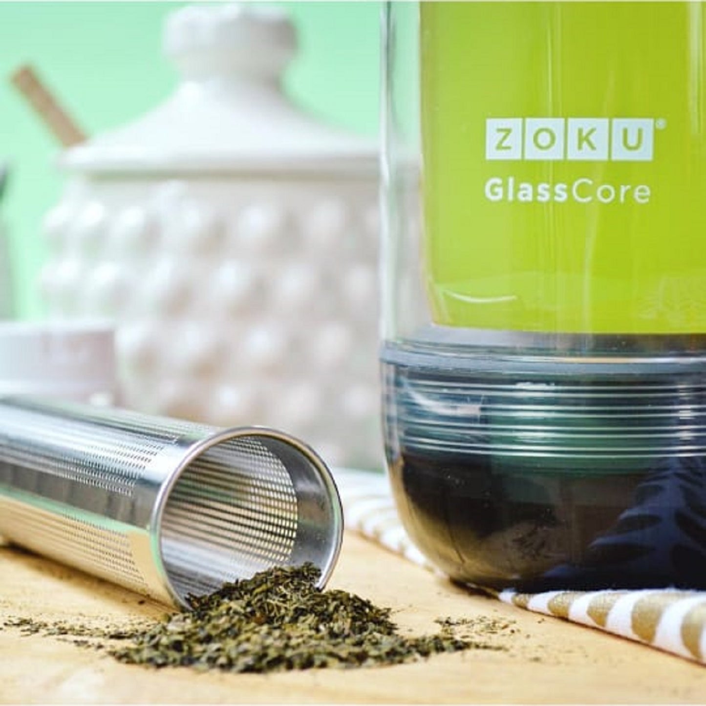 Zoku Glass Core Bottle With Tea Infuser 475ml | Tea Infuser Flask