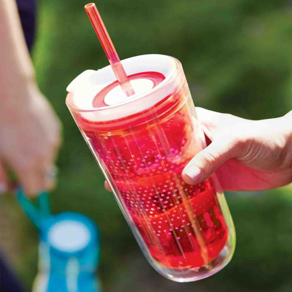 Zoku 8" Premium 325ml Travel Tumbler with Straw for Tea, Coffee & Smoothies, Red