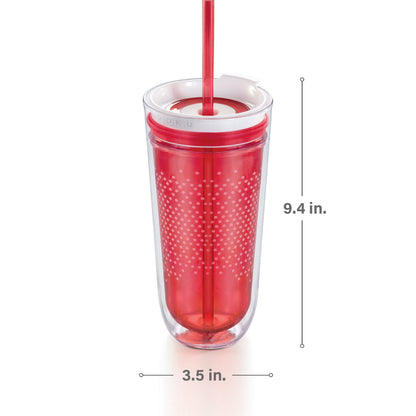 Zoku 8" Travel Iced Coffee, Tea Maker , Smoothie Tumbler with Straw - 325ml, Red
