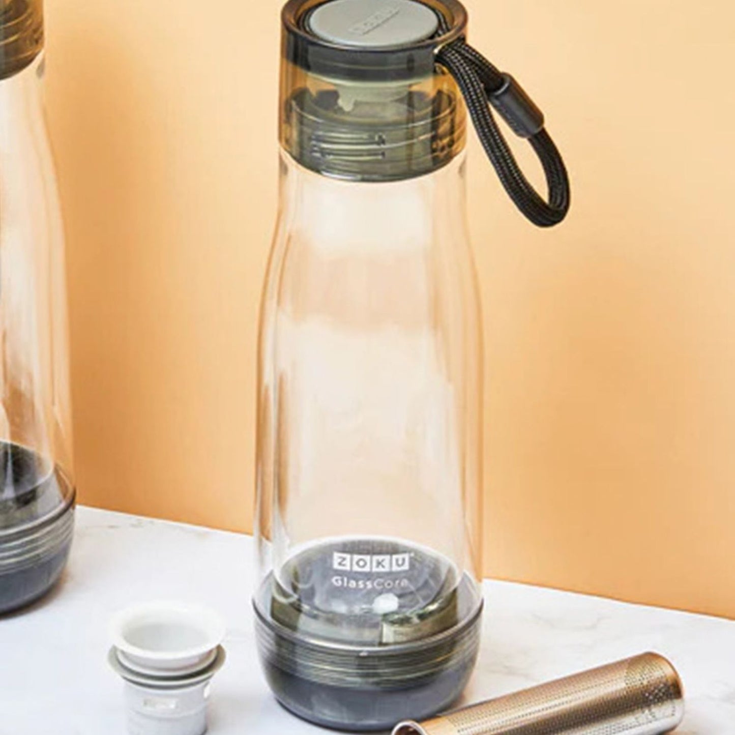 Zoku Glass Core Bottle With Tea Infuser 475ml | Tea Infuser Flask