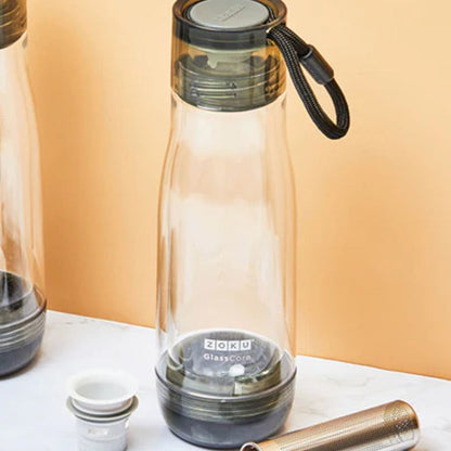 Zoku Glass Core Bottle With Tea Infuser 475ml | Tea Infuser Flask