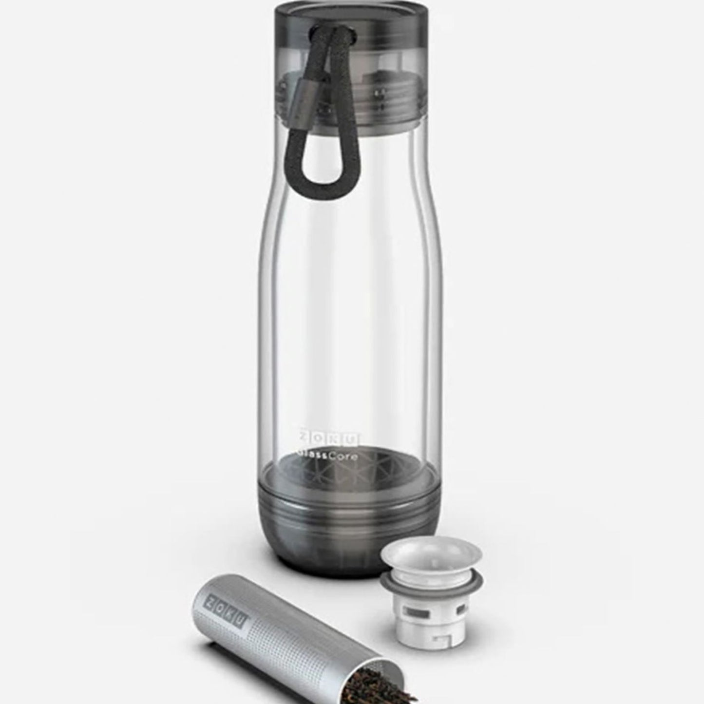 Zoku Glass Core Bottle With Tea Infuser 475ml | Tea Infuser Flask